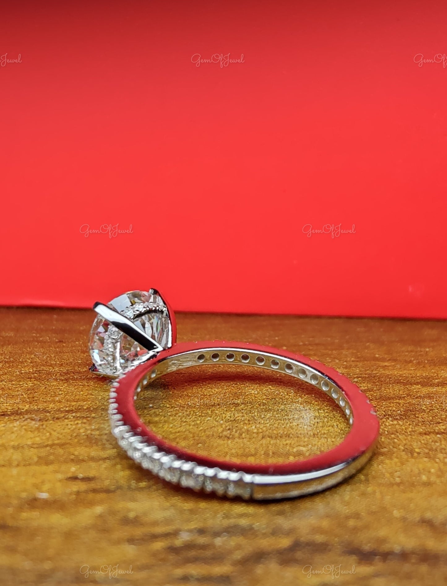 Round Moissanite Engagement Ring With 3/4th Eternity Of Round Moissanite Diamond,Six Prong Round Diamond Engagement Ring, 3CT Diamond Ring