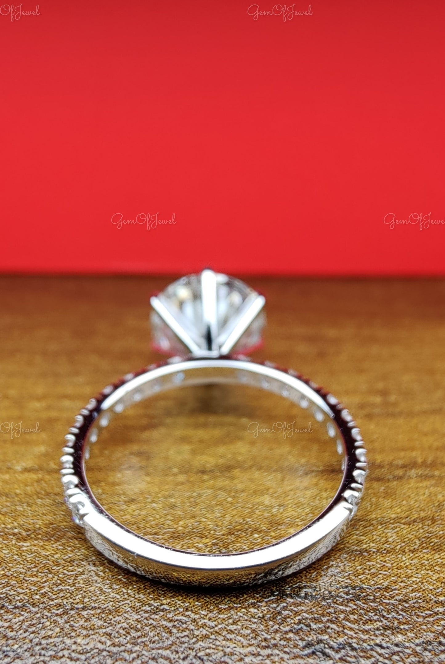 Round Moissanite Engagement Ring With 3/4th Eternity Of Round Moissanite Diamond,Six Prong Round Diamond Engagement Ring, 3CT Diamond Ring