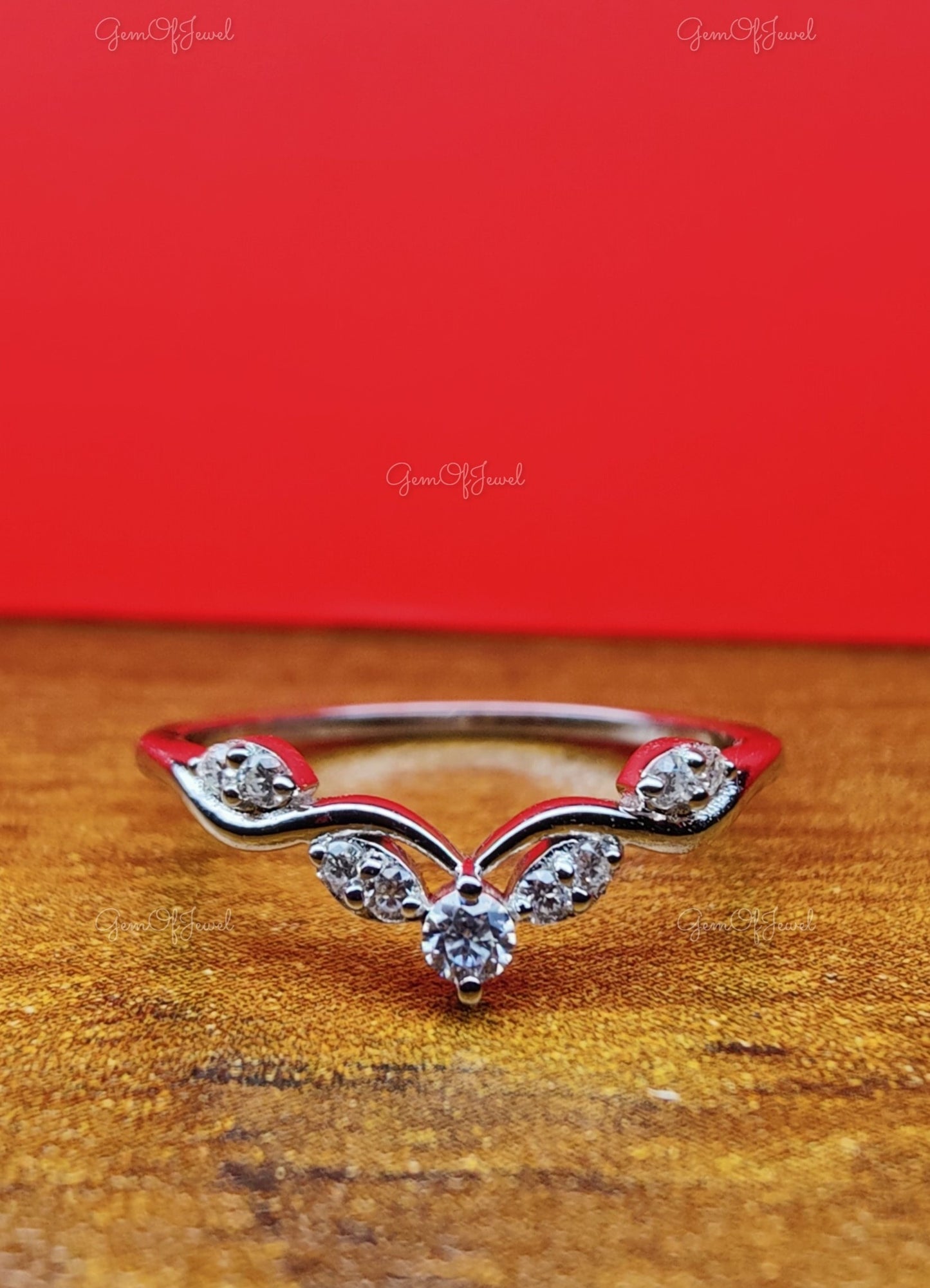 Curved Matching Round Moissanite Diamond Wedding Band, Wedding band For Her ,Flower Wedding Band, Cluster Diamond Band For Her, Curved Band