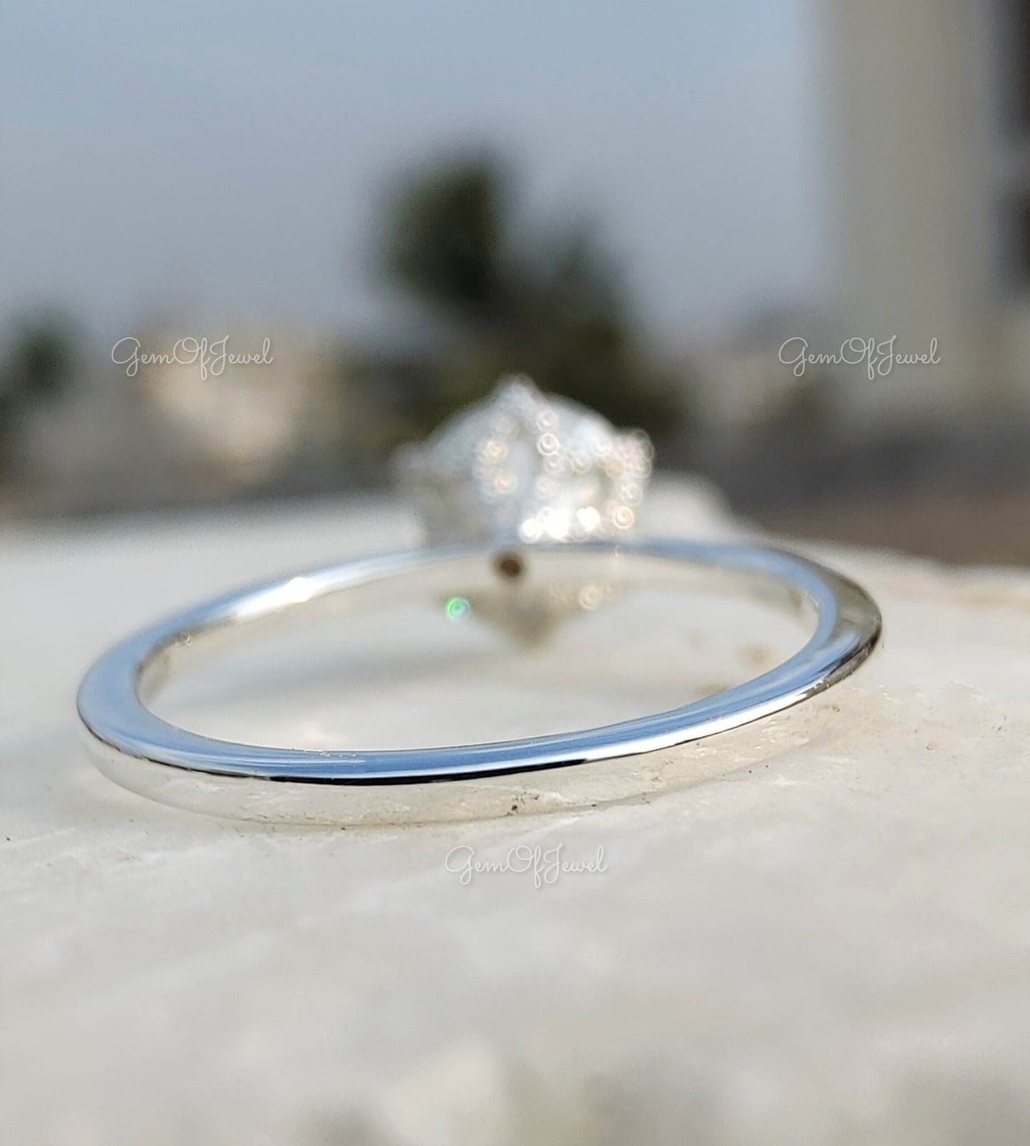 Round Moissanite Diamond Engagement Ring Round Diamond With Under Petal Tulip Prongs Wedding Ring For Her, Moissanite Engagement Ring Gift