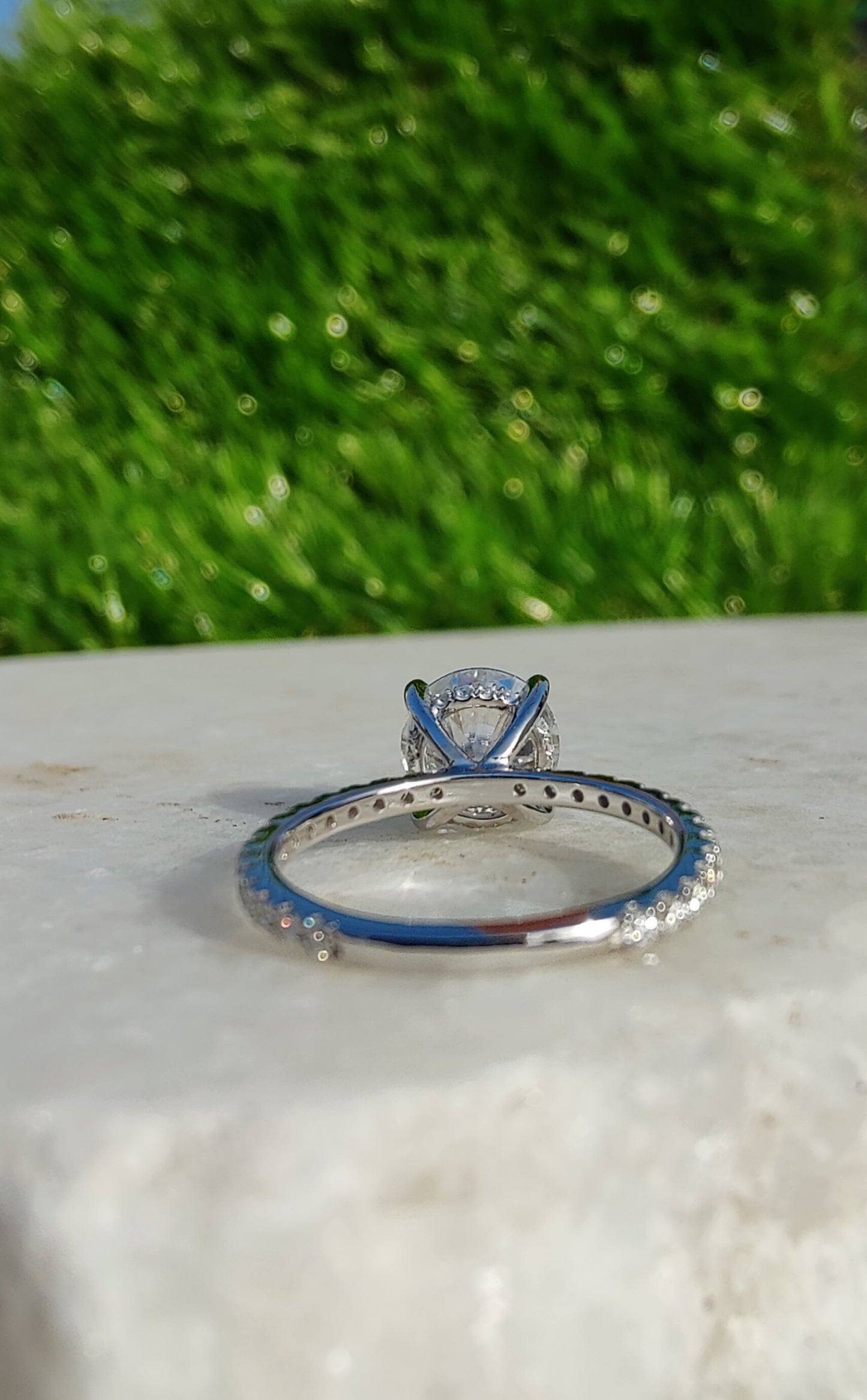 2CT Round Moissanite Diamond Solid Gold Ring Moissanite Wedding Ring With Halo Eternity Diamond On Band, Round Halo Moissanite Diamond Ring