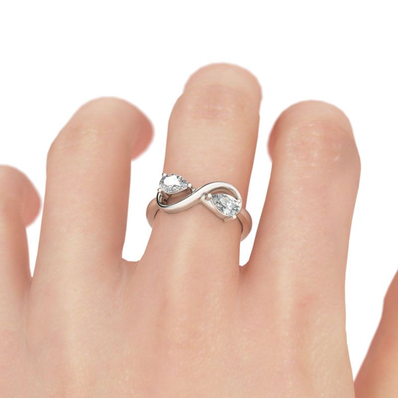 Pear Infinity Shape Pear Moissanite Diamond Engagement Ring For Her, 1.5 CT Pear Diamond Promise Ring For Her