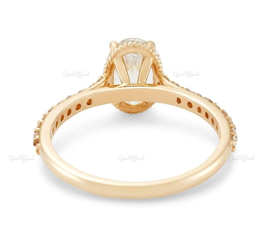 Oval Moissanite Diamond 1.2 ct With Three Stackable bands Of Round Moissanite diamond Band With 3/4th Eternity Engagement Ring And Band Set