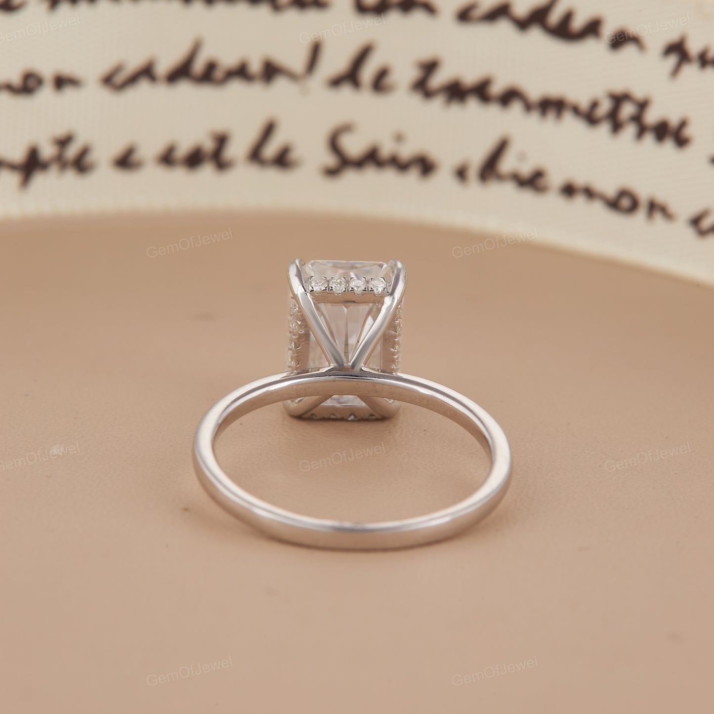 Hidden Halo Radiant Cut Solitaire Moissanite Diamond Engagement Ring, 14k Gold Moissanite Promise Ring, Radiant Moissanite Anniversary Ring,