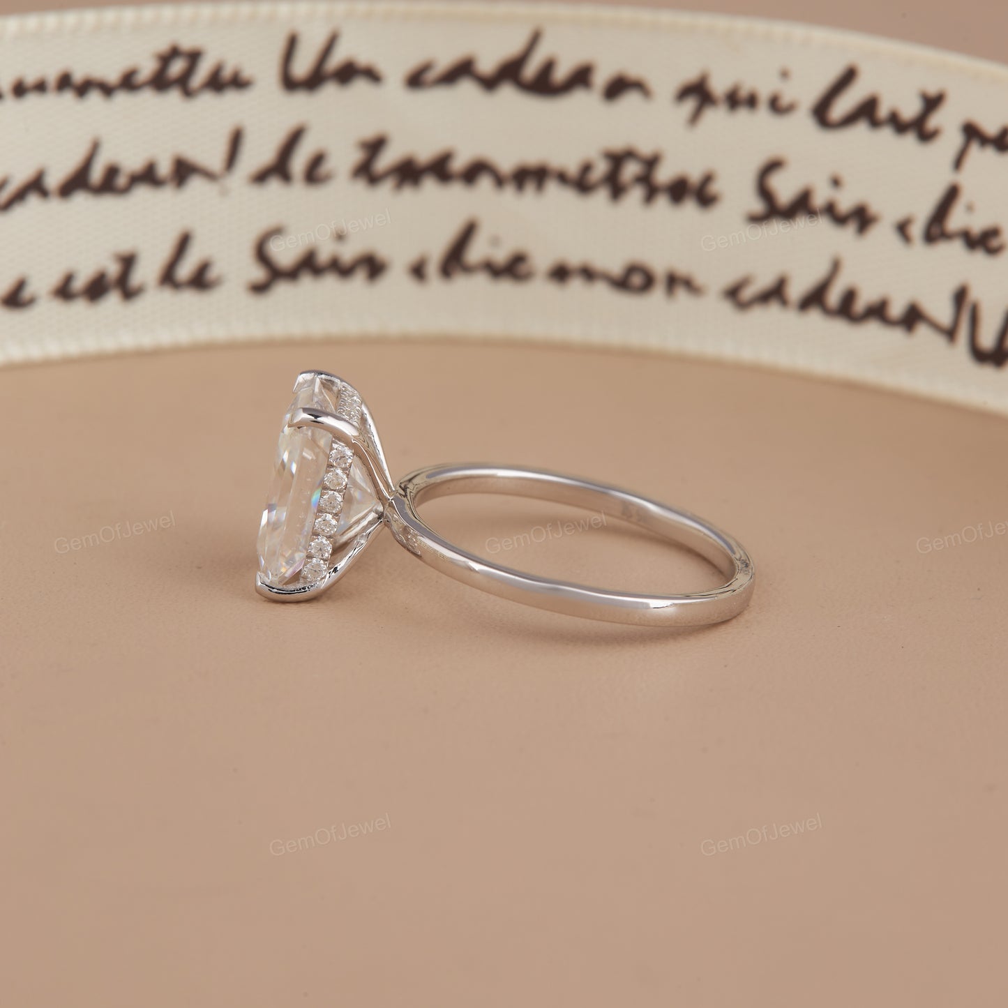 Hidden Halo Radiant Cut Solitaire Moissanite Diamond Engagement Ring, 14k Gold Moissanite Promise Ring, Radiant Moissanite Anniversary Ring,