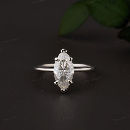 1.15 CT Marquise Cut Colorless Moissanite Ring, Solitaire Engagement Ring, 14k Solid Gold Wedding Ring, Promise Ring for Women, Gift for Her