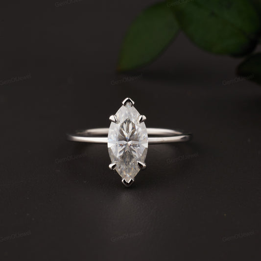 Vintage Style 1.15 CT Marquise Cut Moissanite Muse Engagement Ring with Stackable Milgrain Wedding Band, Bridal Set, Anniversary Ring Gift