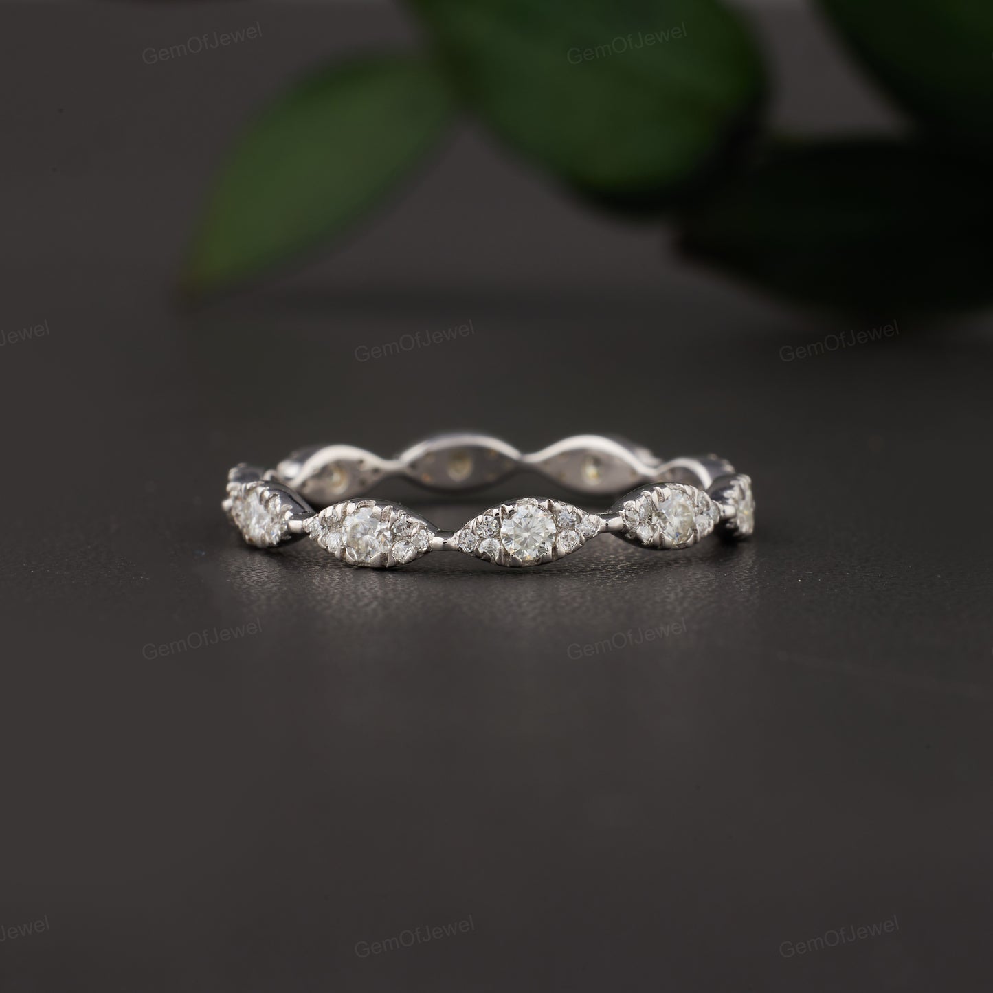 Vintage Style 1.15 CT Marquise Cut Moissanite Muse Engagement Ring with Stackable Milgrain Wedding Band, Bridal Set, Anniversary Ring Gift