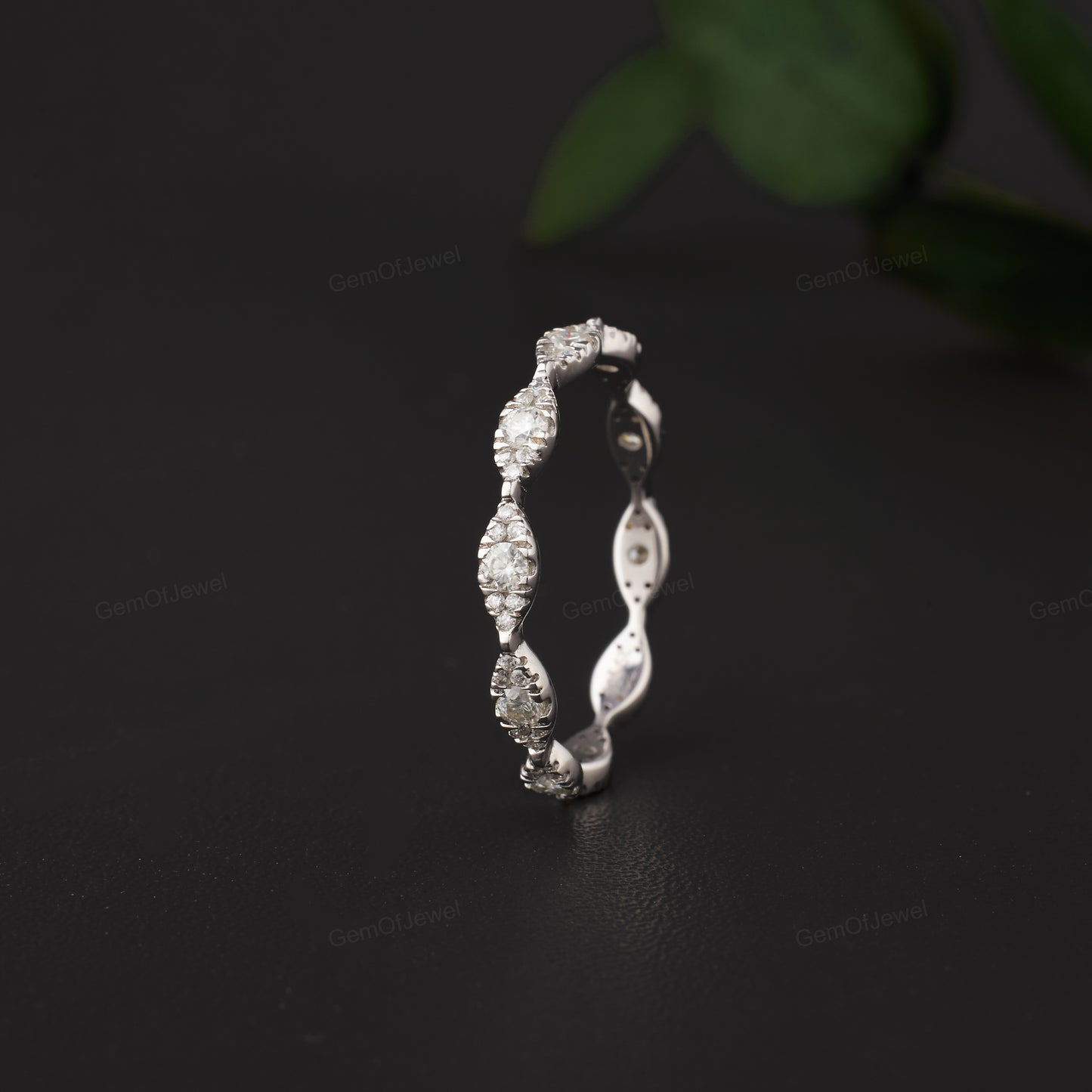 Vintage Style 1.15 CT Marquise Cut Moissanite Muse Engagement Ring with Stackable Milgrain Wedding Band, Bridal Set, Anniversary Ring Gift