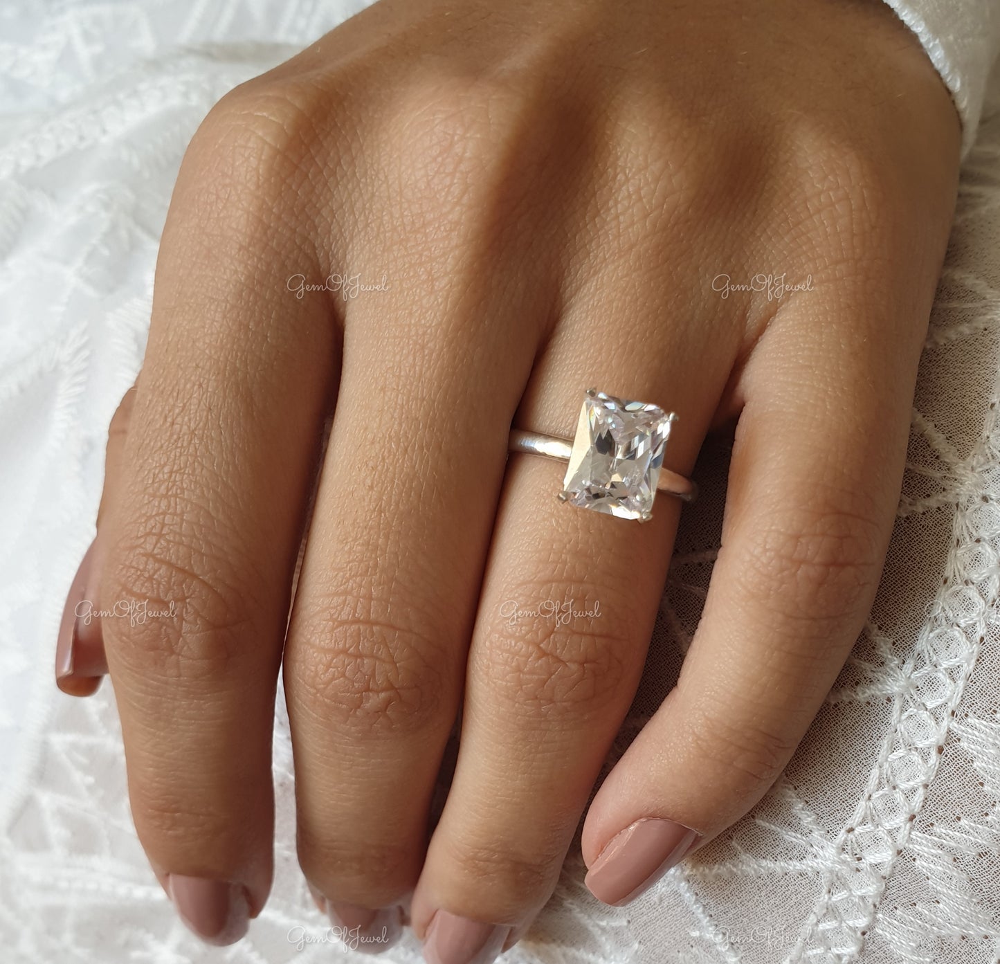 3PC Set Radiant Moissanite Diamond Wedding Ring Set, 3Pc Wedding Ring Set, Radiant Moissanite Diamond Ring With Matching Wedding Bridal Set