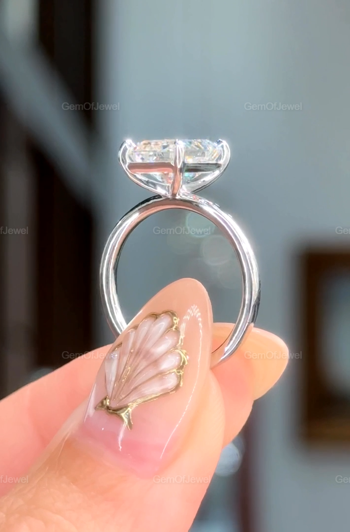 Emerald Cut Moissanite Engagement Ring, 3.50 CT Solitaire Emerald Cut Engagement Ring, Emerald Diamond Solitaire Ring, Emerald Diamond Ring