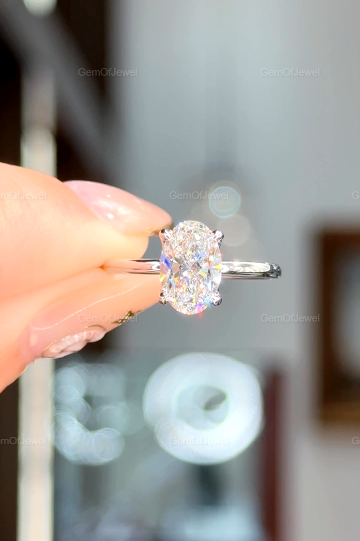 Petal Prong 1.50CT Oval Moissanite Solitaire Ring, Oval Moissanite Engagement Ring, Tulip Prong Anniversary Ring, Oval Diamond Wedding Ring