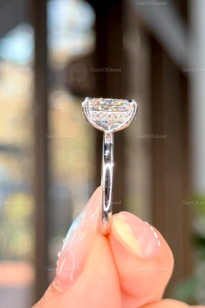 3Ct Cushion Hidden Halo Elongated Cushion Moissanite Diamond Engagement Ring, 3CT Cushion Moissanite Diamond Ring, 3CT Cushion Diamond Ring