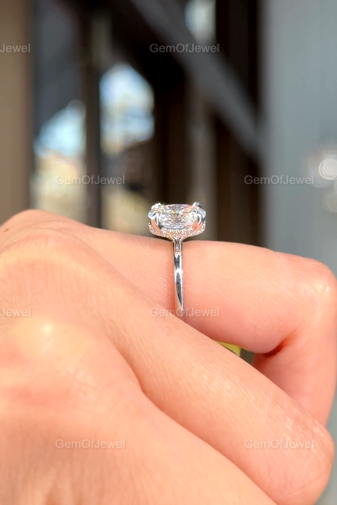 1CT Oval Diamond Moissanite Ring With Halo And Solitaire Engagement Ring, Oval Diamond Ring, Oval Moissanite Engagement Ring, 1ct Oval Ring