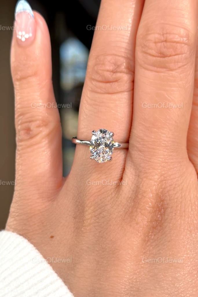 1CT Oval Diamond Moissanite Ring With Halo And Solitaire Engagement Ring, Oval Diamond Ring, Oval Moissanite Engagement Ring, 1ct Oval Ring