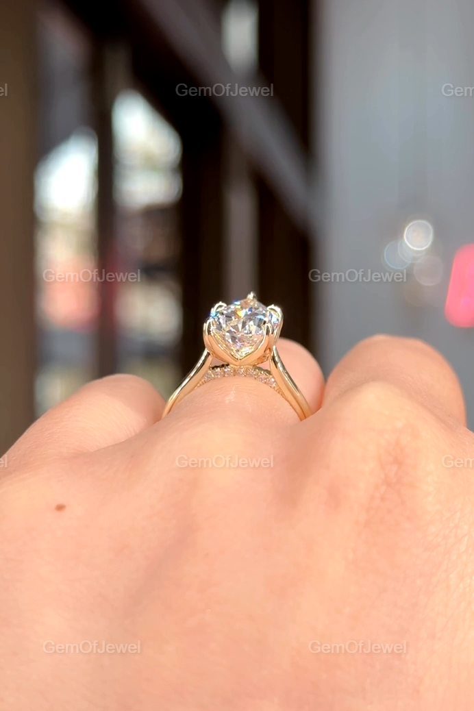 3CT Pear Shape Moissanite Engagement Ring, Lotus Prong With Diamonds On Bridge, 14K Yellow Gold Unique Bridal Jewelry, 3CT Pear Diamond Ring