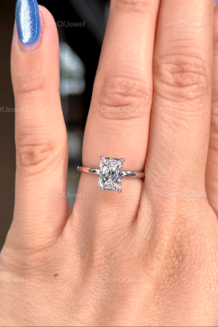 Radiant Diamond Moissanite 2CT Solitaire Engagement Ring, Radiant Diamond Ring, Radiant Cut Moissanite Diamond Solitaire Ring, Radiant Ring