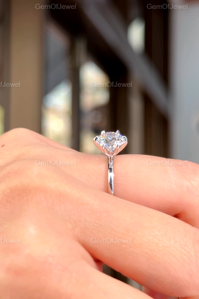 2CT Round Moissanite Ring, Round Engagement Ring, 14K Solid Gold Promise Ring, Round Solitaire Moissanite Bridal Ring, 6 Claw Prong Ring