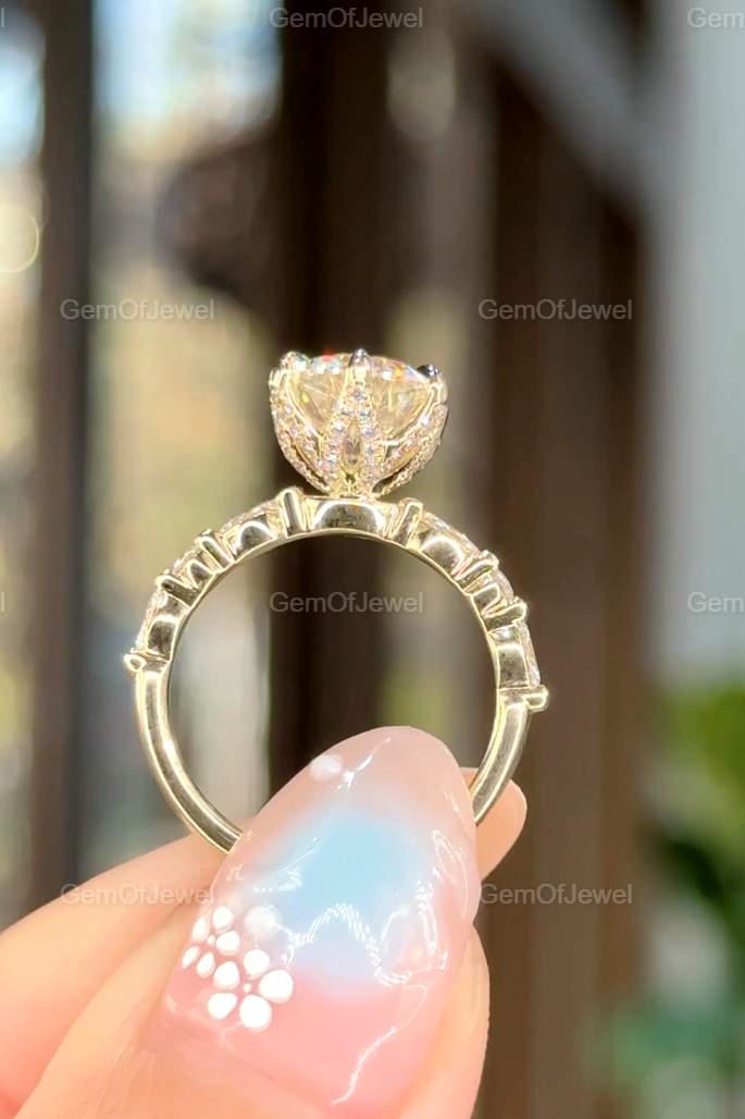 2.5CT Emerald Moissanite Diamond Ring, Four Prong Solitaire Engagement Ring, Emerald Cut Diamond Ring, 9*7mm Emerald Moissanite Diamond Ring