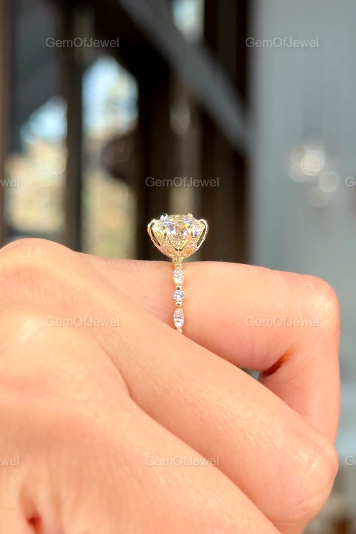2.5CT Emerald Moissanite Diamond Ring, Four Prong Solitaire Engagement Ring, Emerald Cut Diamond Ring, 9*7mm Emerald Moissanite Diamond Ring