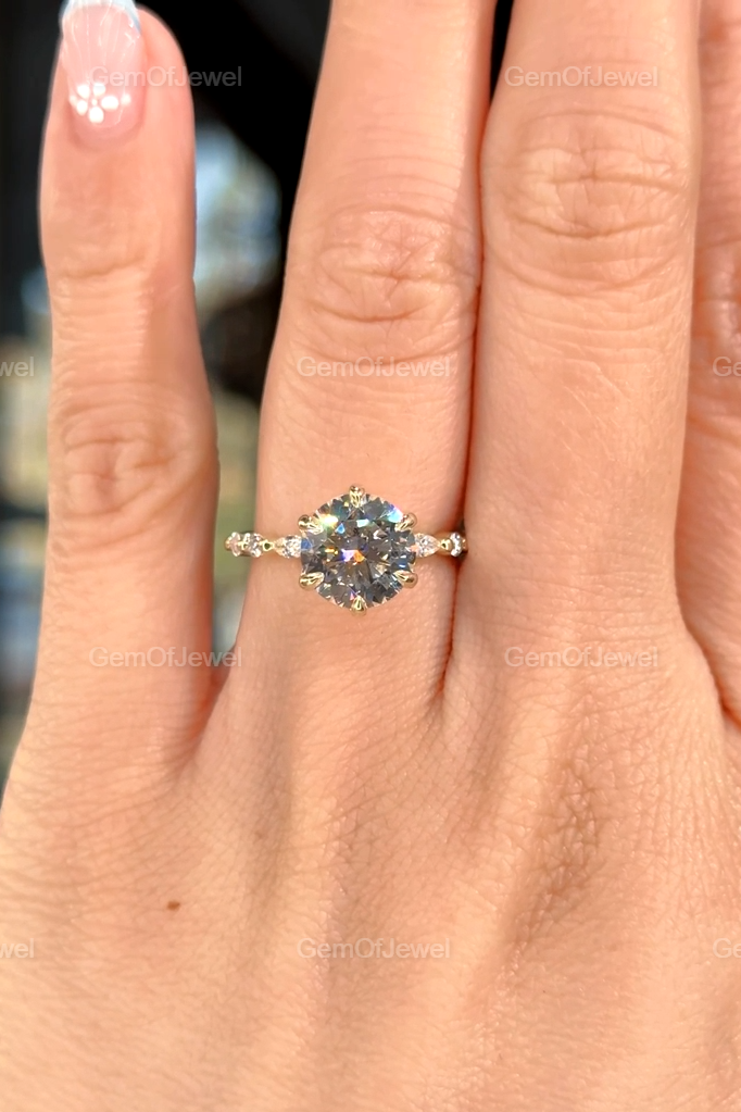 2.5CT Emerald Moissanite Diamond Ring, Four Prong Solitaire Engagement Ring, Emerald Cut Diamond Ring, 9*7mm Emerald Moissanite Diamond Ring