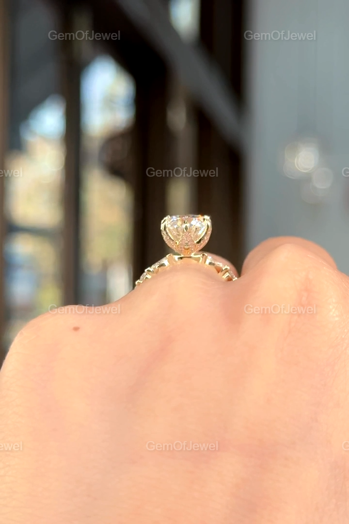 2.5CT Emerald Moissanite Diamond Ring, Four Prong Solitaire Engagement Ring, Emerald Cut Diamond Ring, 9*7mm Emerald Moissanite Diamond Ring