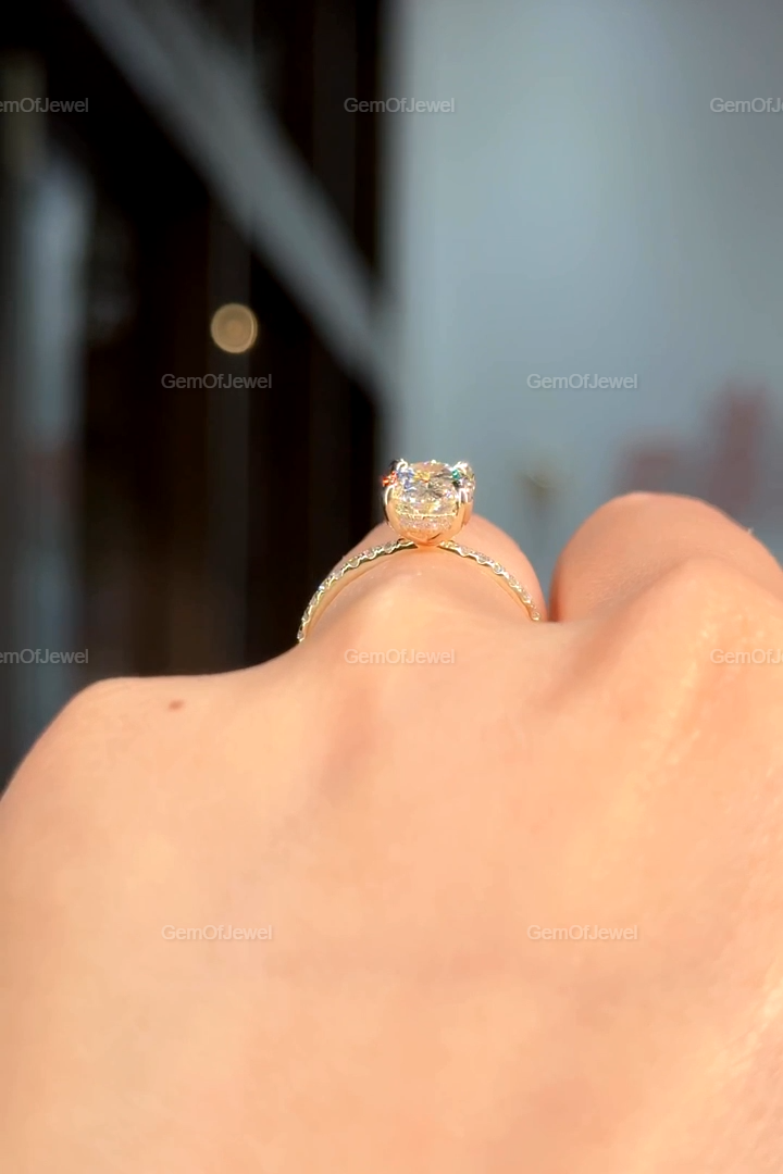 Oval Diamond Moissanite Ring With Halo And Pave Eternity Engagement Ring For Her, Oval Diamond Ring, Oval Moissanite Diamond Engagement Ring