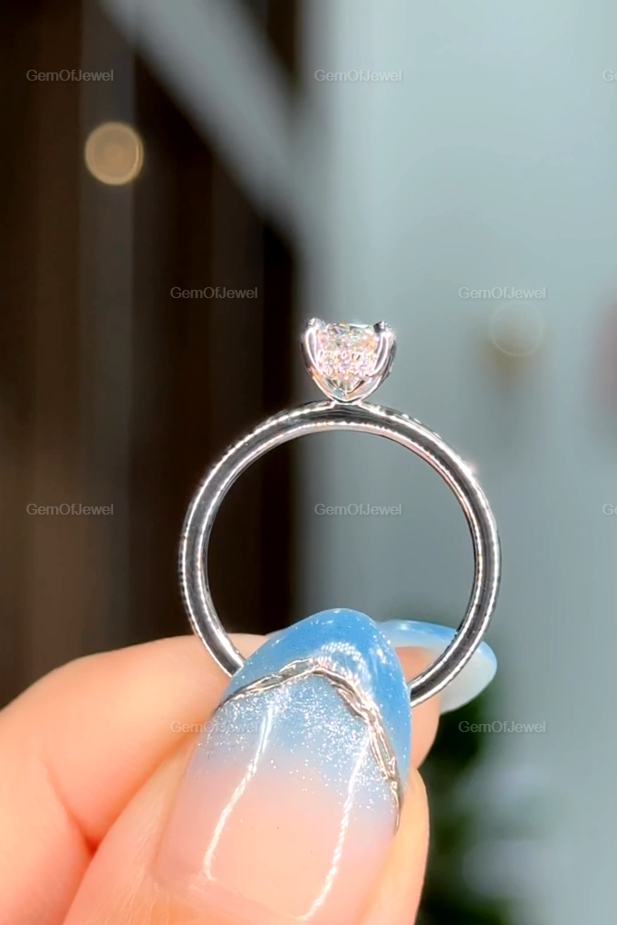 Oval Diamond Moissanite Ring With Hidden Halo And Solitaire Engagement Ring, Oval Diamond Ring, Oval Moissanite Engagement Ring, 1ct Ring