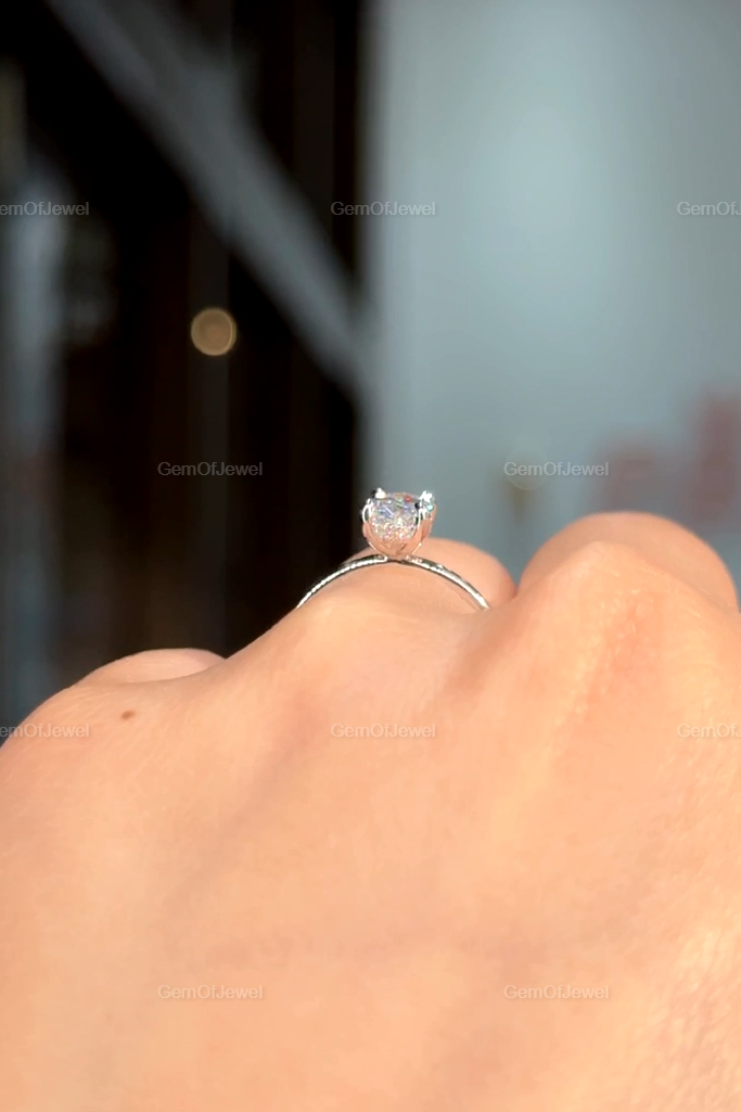 Oval Diamond Moissanite Ring With Hidden Halo And Solitaire Engagement Ring, Oval Diamond Ring, Oval Moissanite Engagement Ring, 1ct Ring