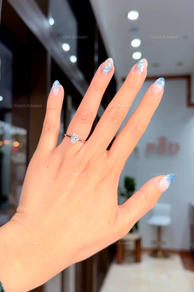 Oval Diamond Moissanite Ring With Hidden Halo And Solitaire Engagement Ring, Oval Diamond Ring, Oval Moissanite Engagement Ring, 1ct Ring