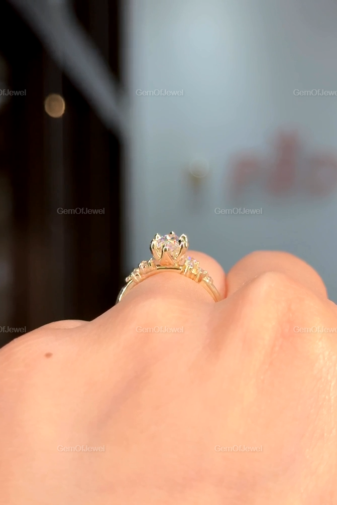 1CT Marquise Diamond Moissanite Ring With Side Round Moissanite Diamond, 1CT Diamond Ring For Her, Cluster Setting Ring, 1CT Marquise Ring