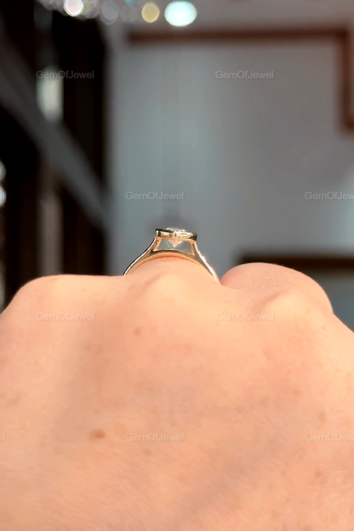 1CT Marquise Moissanite Diamond Engagement Ring, Bezel Set Marquise, Bezel Set Moissanite Ring, Marquise Solitaire Ring, Gift For Her