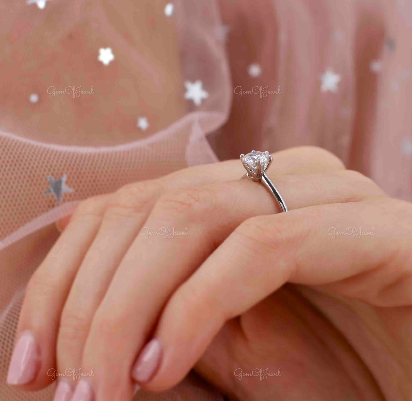 1 Carat Round Moissanite Diamond 14K Gold Ring Moissanite Engagement Ring With Tapered Band High Mount setting Ring For Her, Moissanite ring