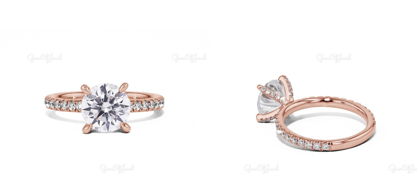 2CT Diamond Ring Moissanite Gold Ring With Thick Band And Split Band Matching Band Bridal Set Gift, Wedding Ring And Stackable Band Set