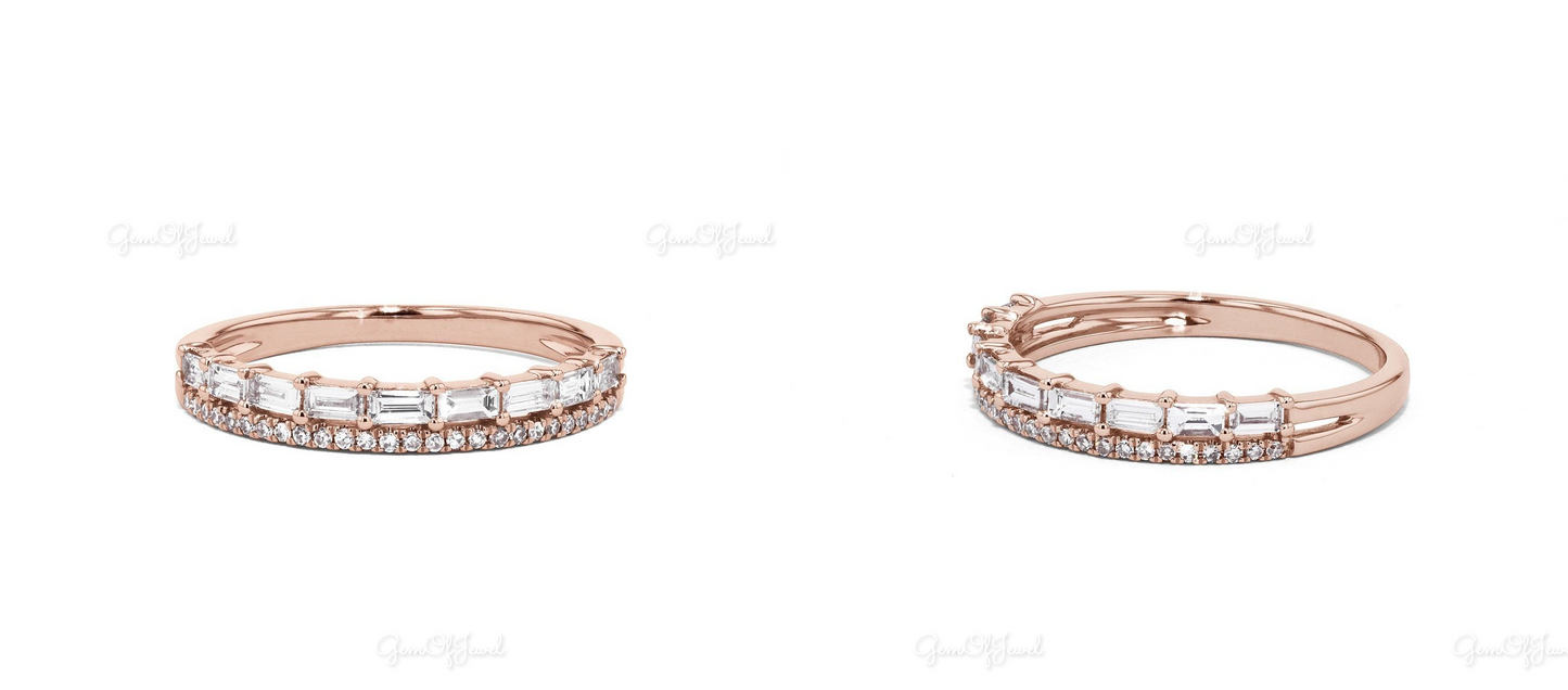 2CT Diamond Ring Moissanite Gold Ring With Thick Band And Split Band Matching Band Bridal Set Gift, Wedding Ring And Stackable Band Set