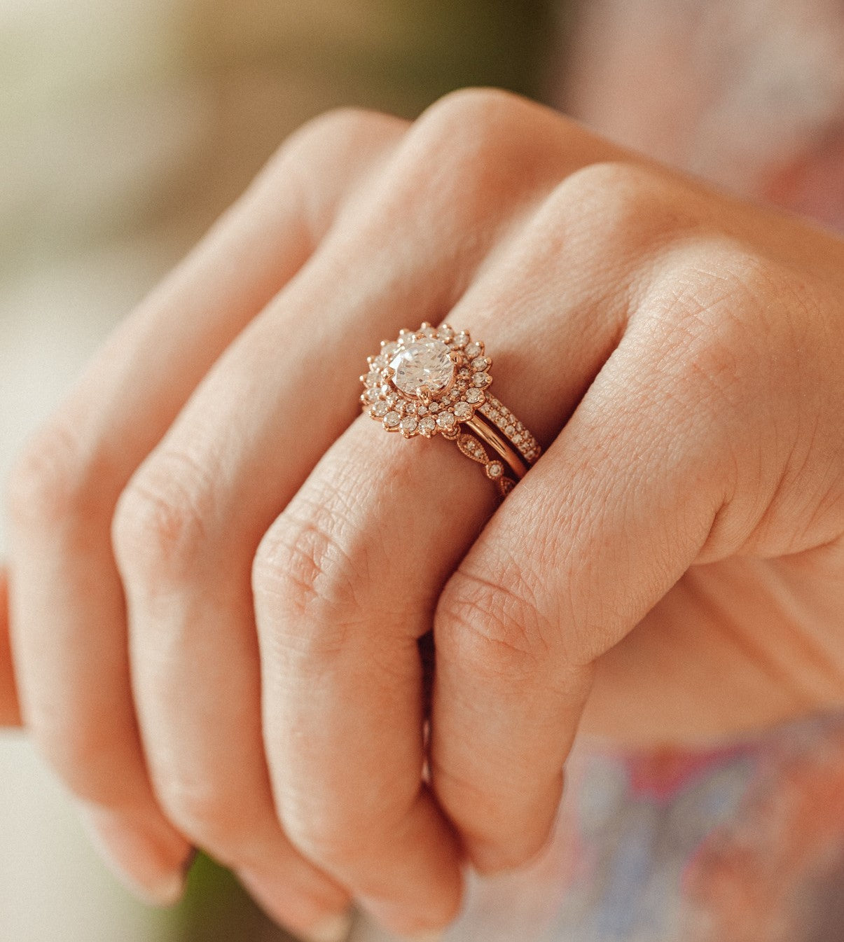 1CT Round Moissanite Diamond With Double Halo Of Round Moissanite Diamond Engagement Ring, Double Halo Ring, Round Moissanite Diamond Ring