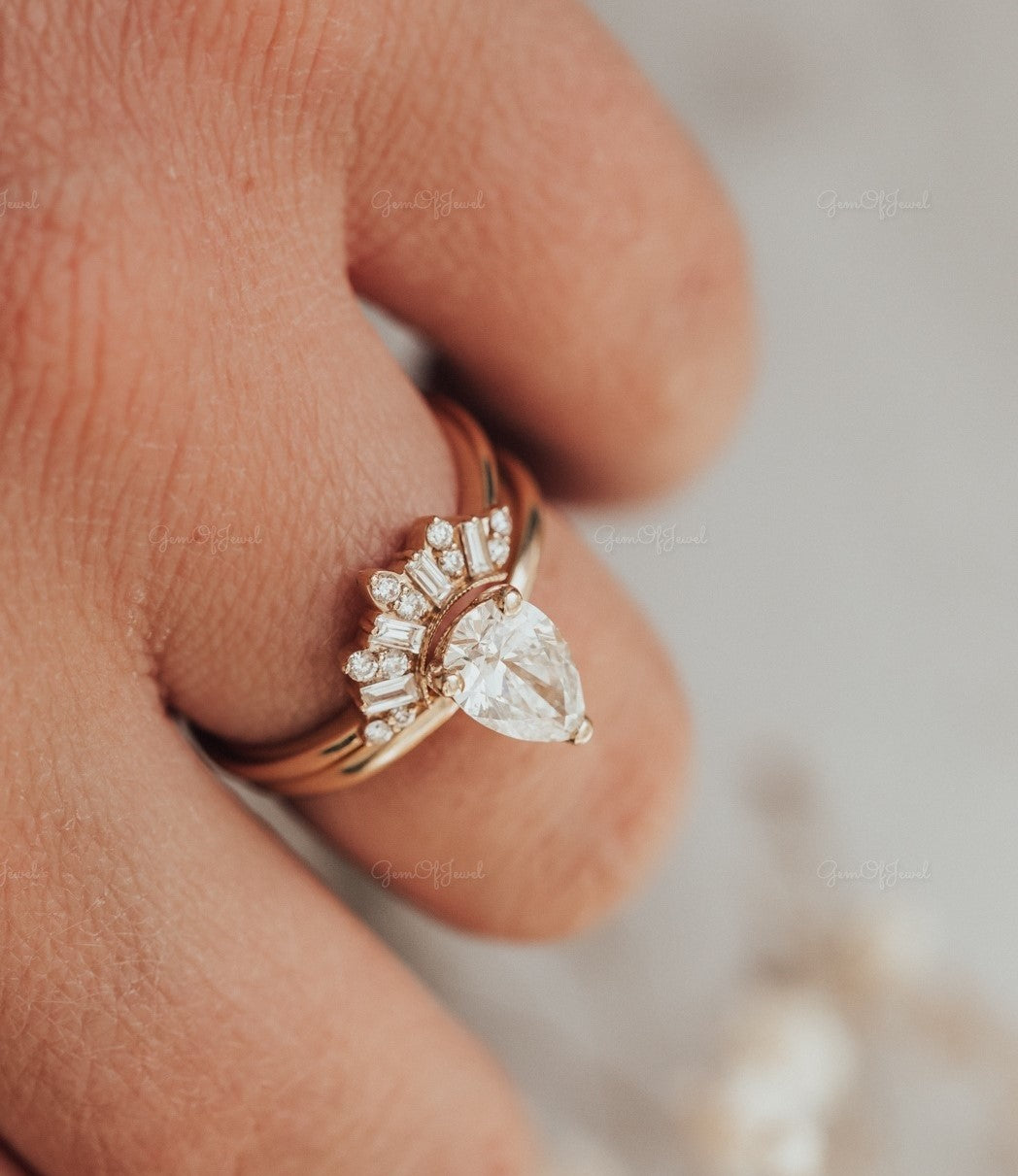 Pear Moissanite Diamond Engagement Ring, Pear Solitaire Diamond Ring, Pear Moissanite Diamond Ring For Her, Solitaire Ring