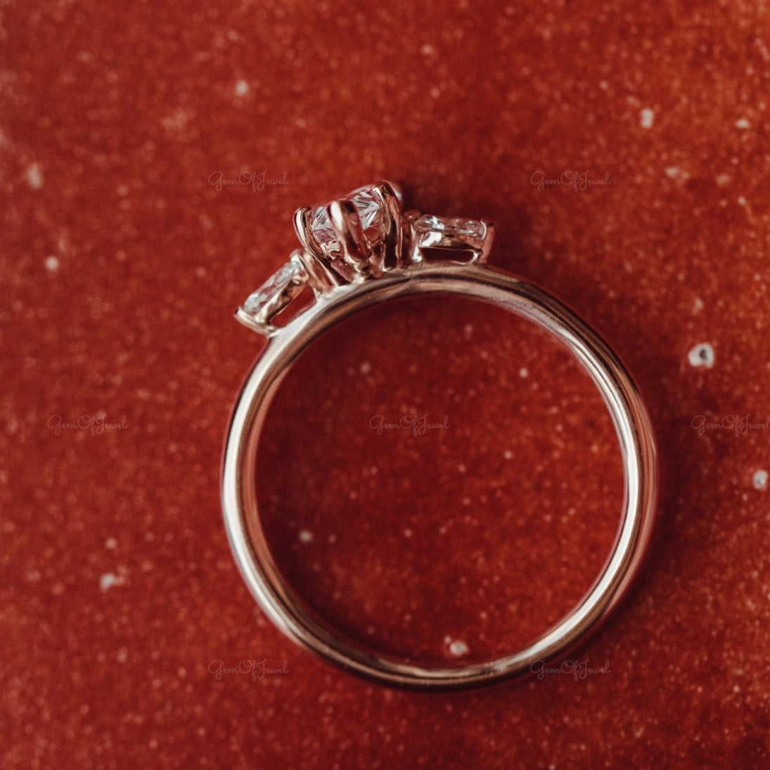 1 CT Pear Moissanite Diamond Engagement Ring With Side Marquise Moissanite Diamond Three Stone Diamond Ring , Marquise Diamond Ring For Her