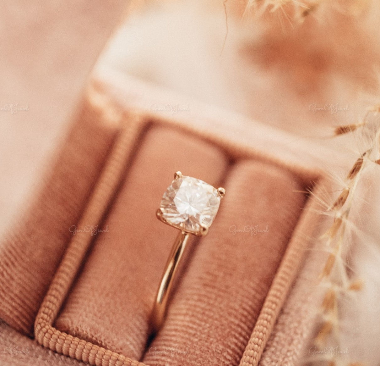 Cushion Cut Moissanite Solitaire Engagement Ring , Cushion Moissanite Engagement Ring For Her, Cushion Cut Diamond Ring