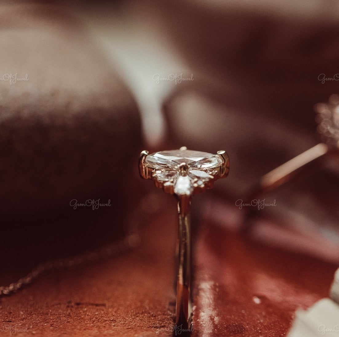 1CT Marquise Moissanite Engagement Ring With Side Marquise And Round Moissanite Diamond Engagement Ring For Her , Marquise Moissanite Ring