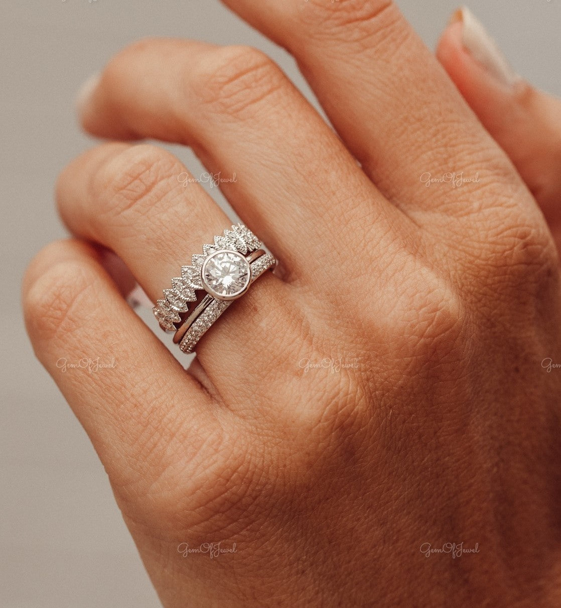 1CT Moissanite Round Cut Bezel Set Solid Gold Ring Moissanite, Wedding Ring For Her, Round Moissanite Engagement Ring