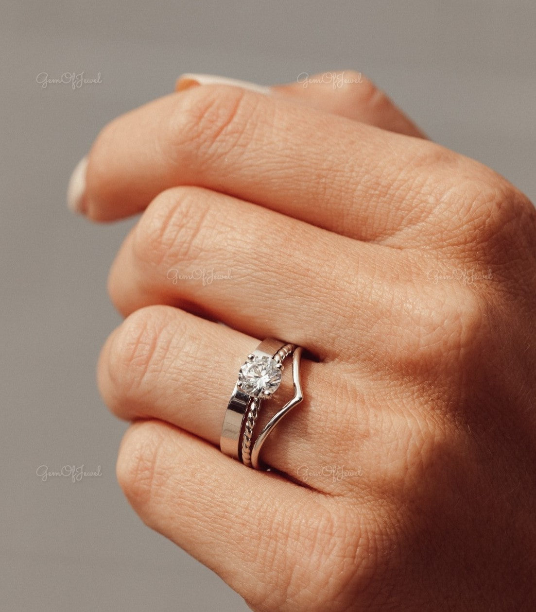 1 CT Round Diamond Moissanite Diamond 4 Prong Gold Ring With Twist Band Moissanite Engagement Ring For Her, Round Diamond Twist Band Ring