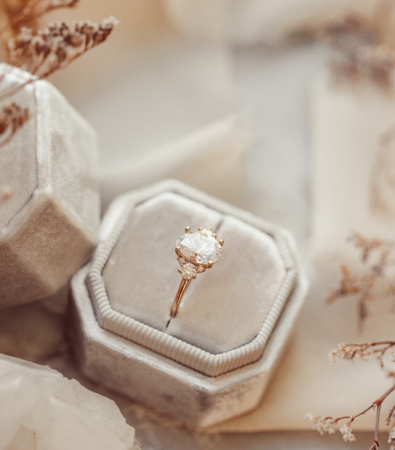 Oval Cut Moissanite Engagement Ring With Round Moissanite Side Diamonds For Her 14k Gold Oval Diamond Moissanite Engagement Ring For Her