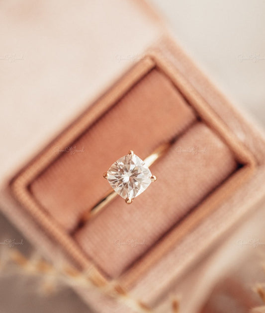 Cushion Cut Moissanite Solitaire Engagement Ring , Cushion Moissanite  Engagement Ring For Her, Cushion Cut Diamond Ring