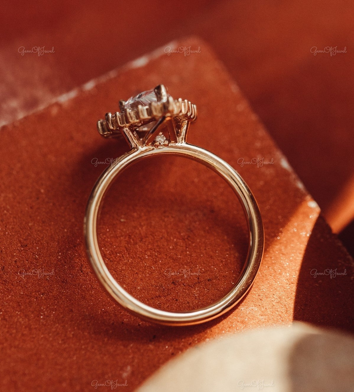 Pear Cut Moissanite Diamond Engagement Ring 1.2CT Pear Moissanite Pear With Side Marquise And Round Moissanite Diamond Engagement Ring