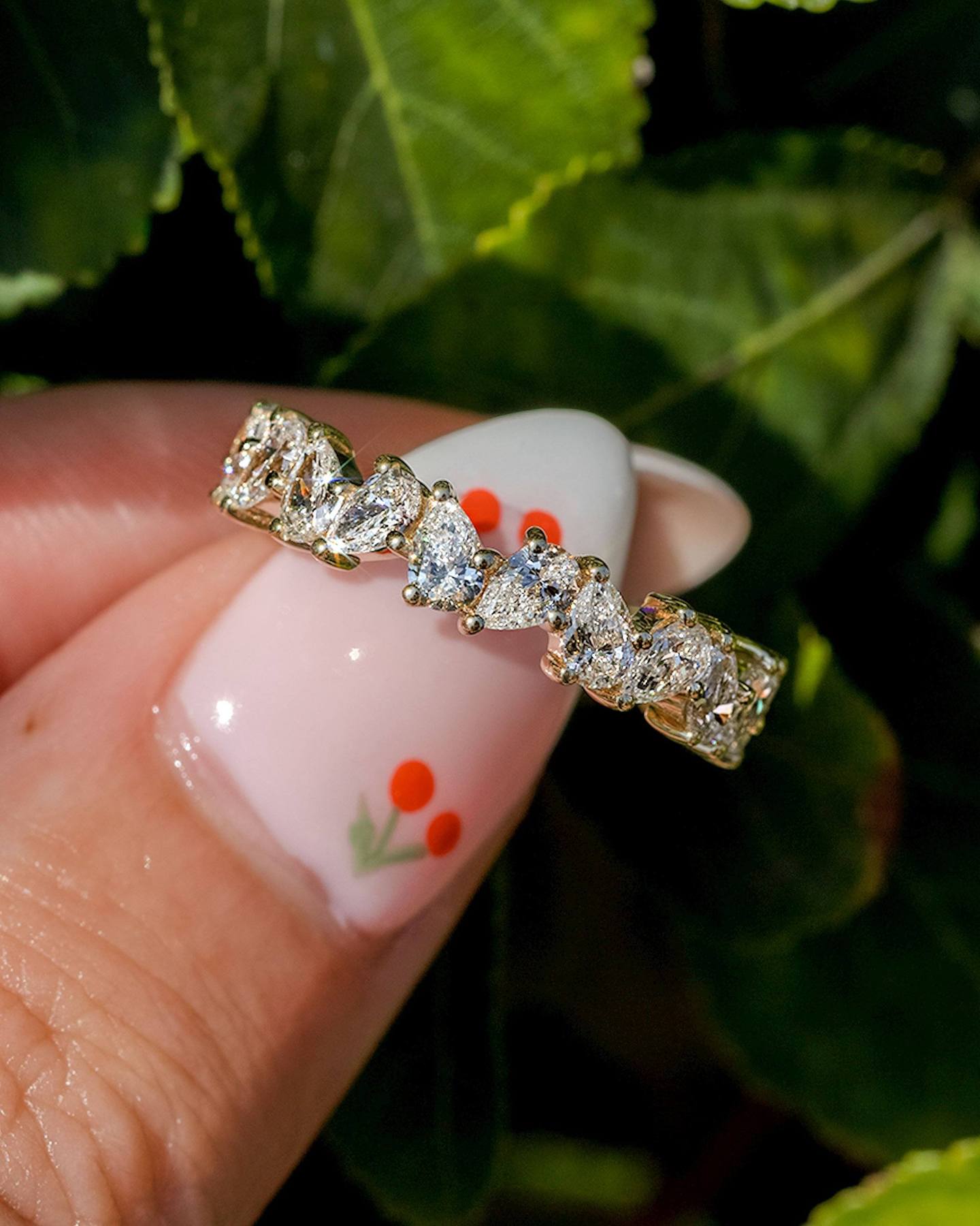 Pear Moissanite Diamond Offset Ring Pear Band Wedding Ring For Her, Pear Diamond Ring For Her, Pear Moissanite Ring, Pear Diamond Ring