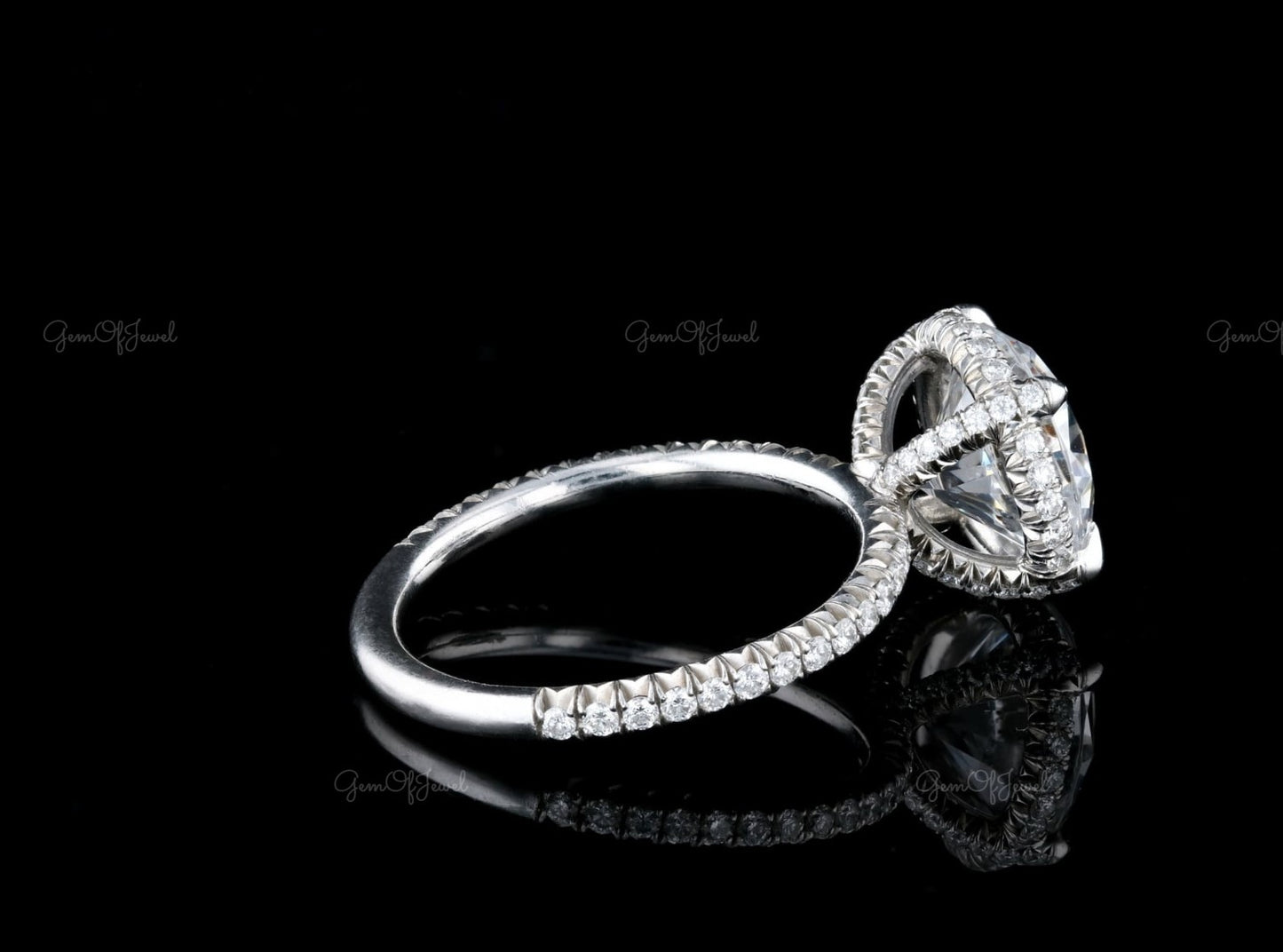 2 CT Round Moissanite Diamond With Halo Or Engagement Ring Anniversary Ring 3/4 Eternity Band Moissanite Diamond Wedding Ring For Her