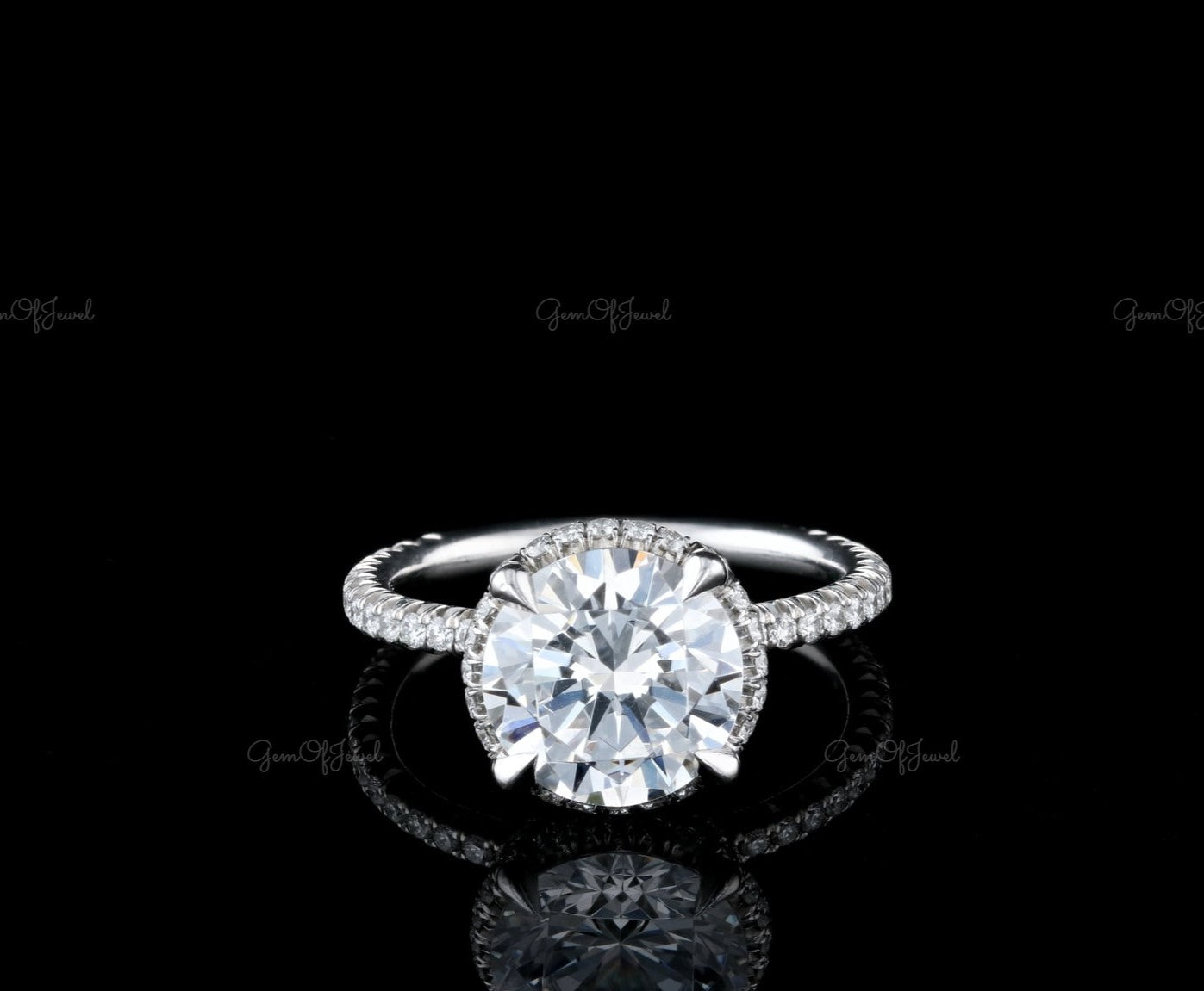 CT Round Moissanite Diamond With Halo Or Engagement Ring