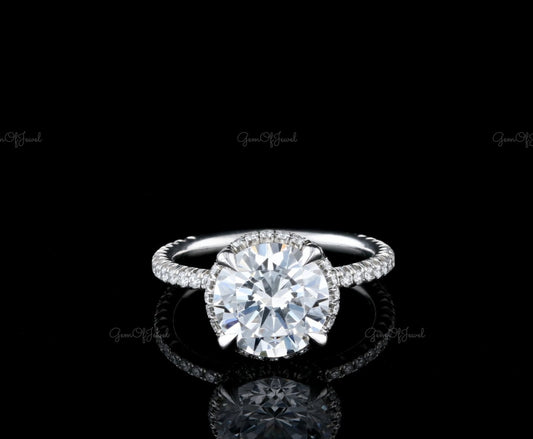 2 CT Round Moissanite Diamond With Halo Or Engagement Ring Anniversary Ring 3/4 Eternity Band Moissanite Diamond Wedding Ring For Her