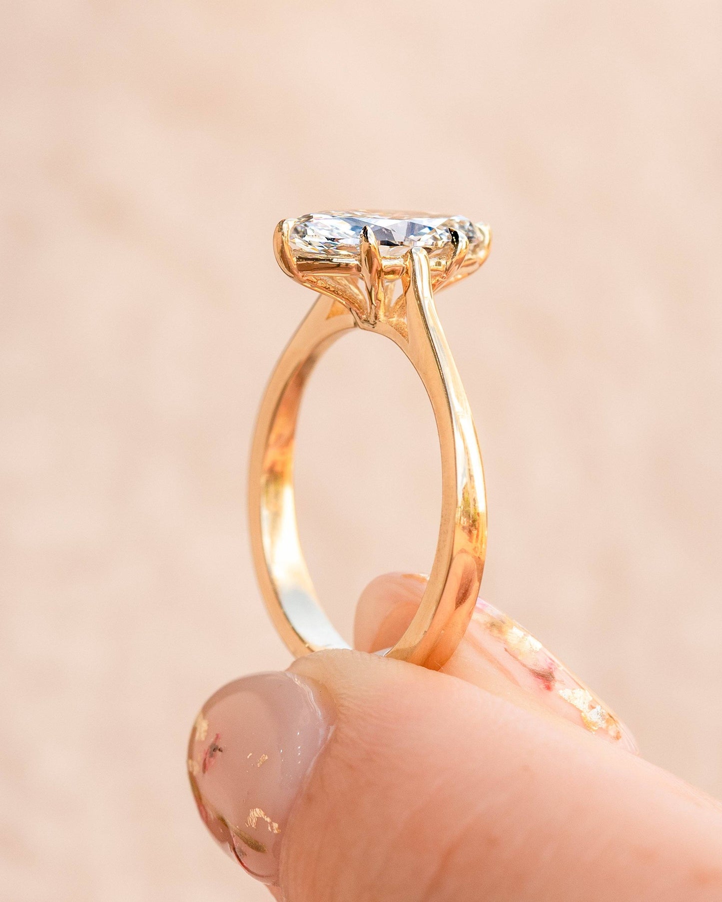 Marquise Solitaire Moissanite Diamond Engagement Ring For Her, Solitaire Diamond Ring, Marquise Diamond Moissanite Diamond Engagement Ring